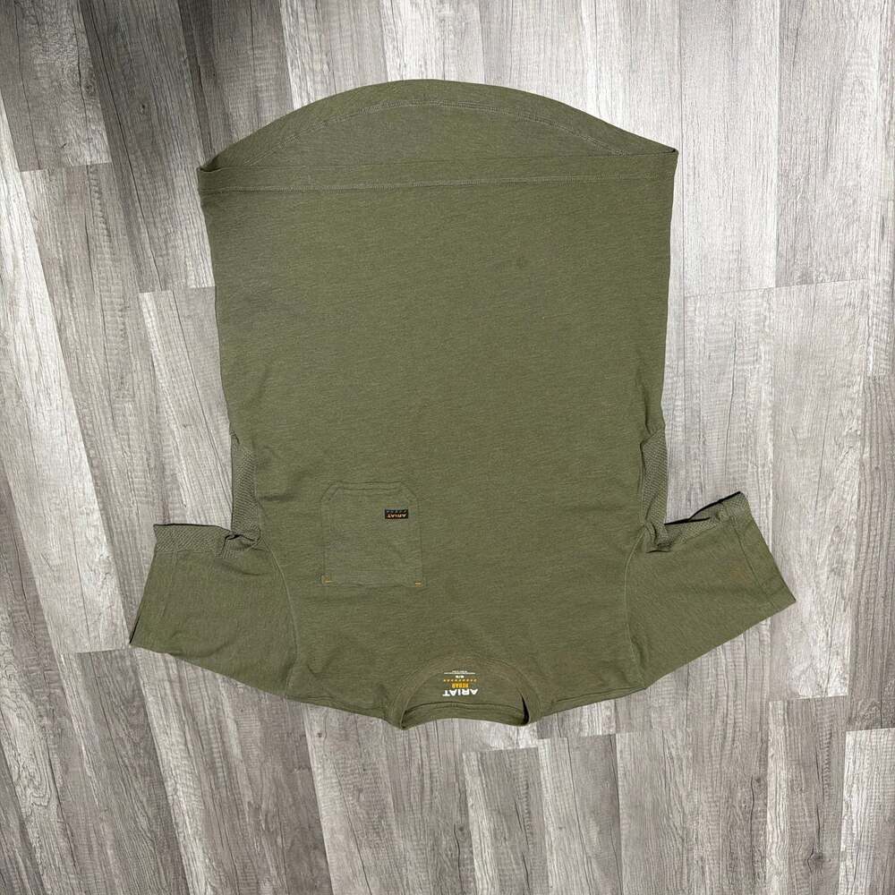 Ariat Rebar Cotton Strong Logo Pocket Long Sleeve T-Shirt - Olive Green